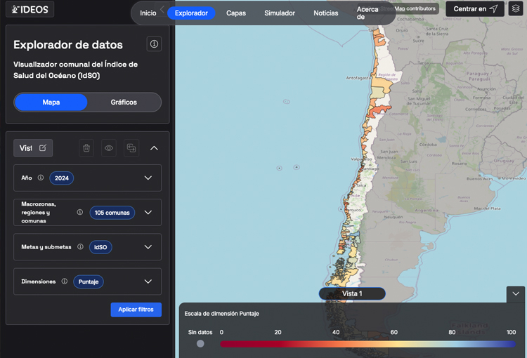 Plataforma interactiva evalúa la salud del océano chileno en 105 comunas costeras